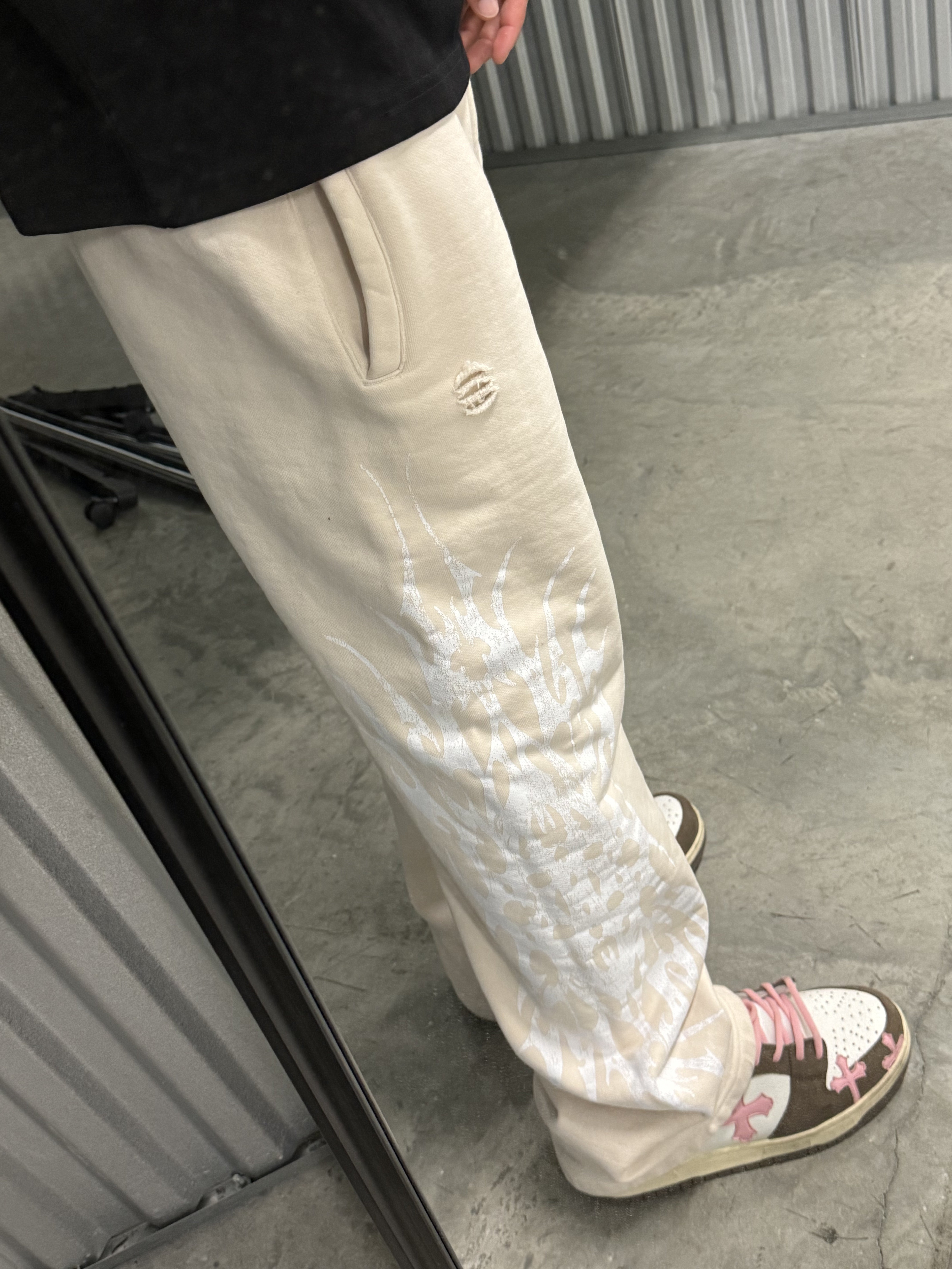 flame distressed sweats