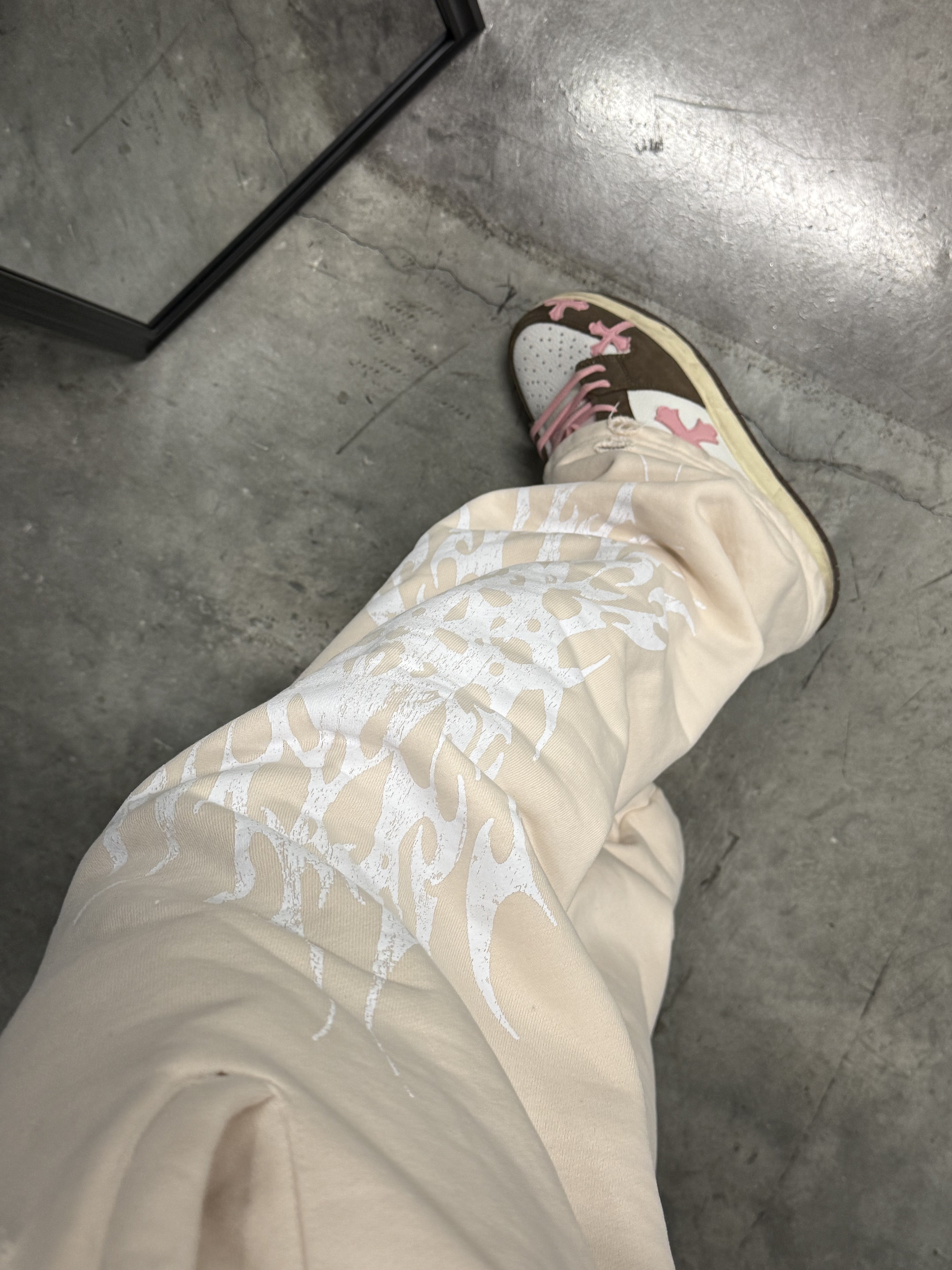 flame distressed sweats