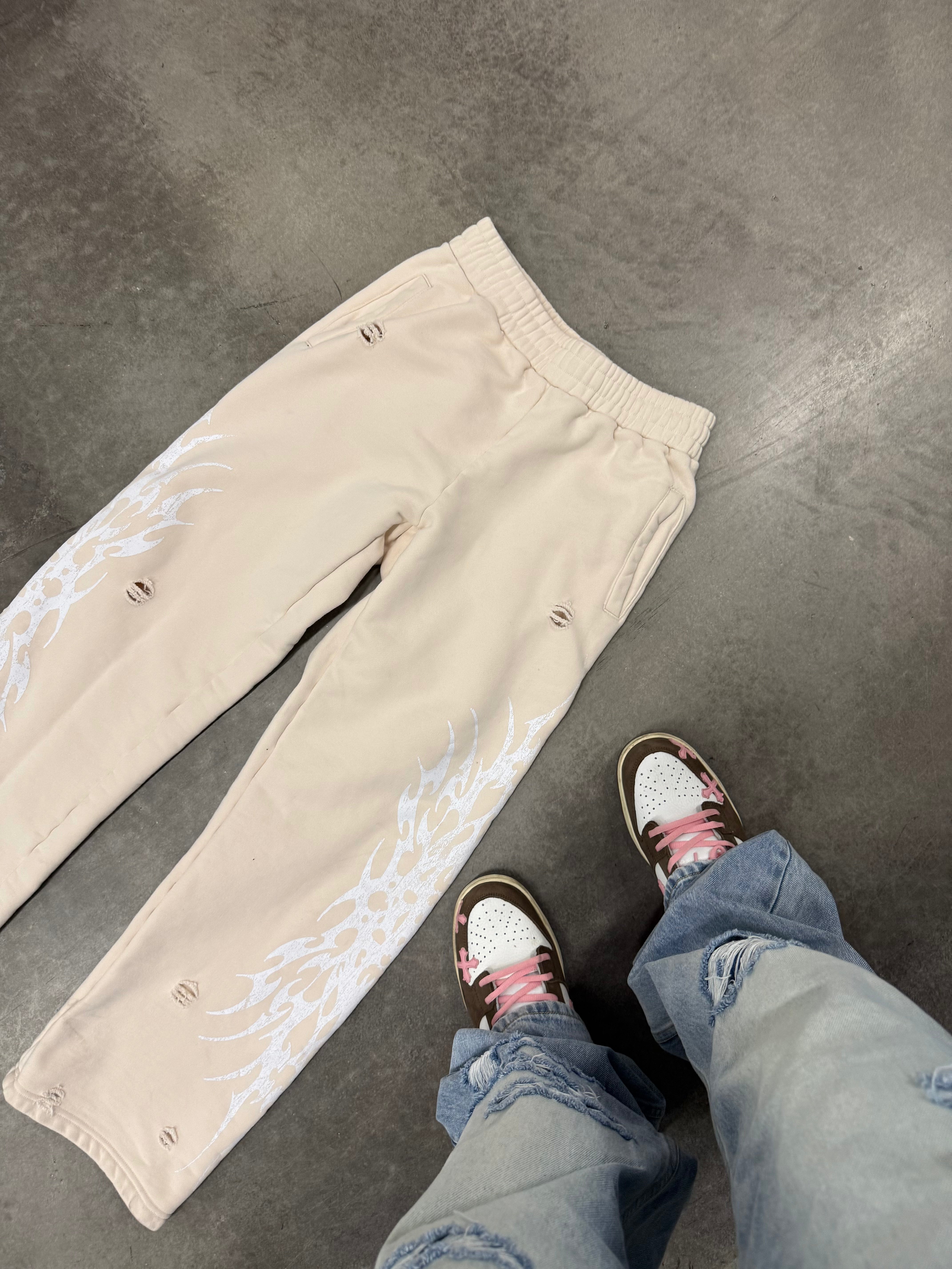 flame distressed sweats